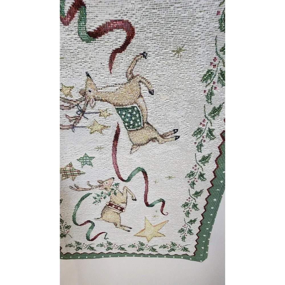 Reversible Tapestry Christmas & Thanksgiving Table Runner Festive Holiday Home